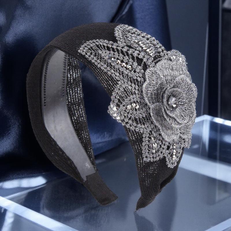 Fashion Big Flower Cotton Print Broad Brim Hair Hoop Breathable Simple Anti-skidding Headband 5 Color Options