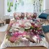 Cherry Blossoms Bedding Set Pink Floral Comforter Cover For Girl Teen Women Petal Flowers Duvet Cover Microfiber Bedspread Cover