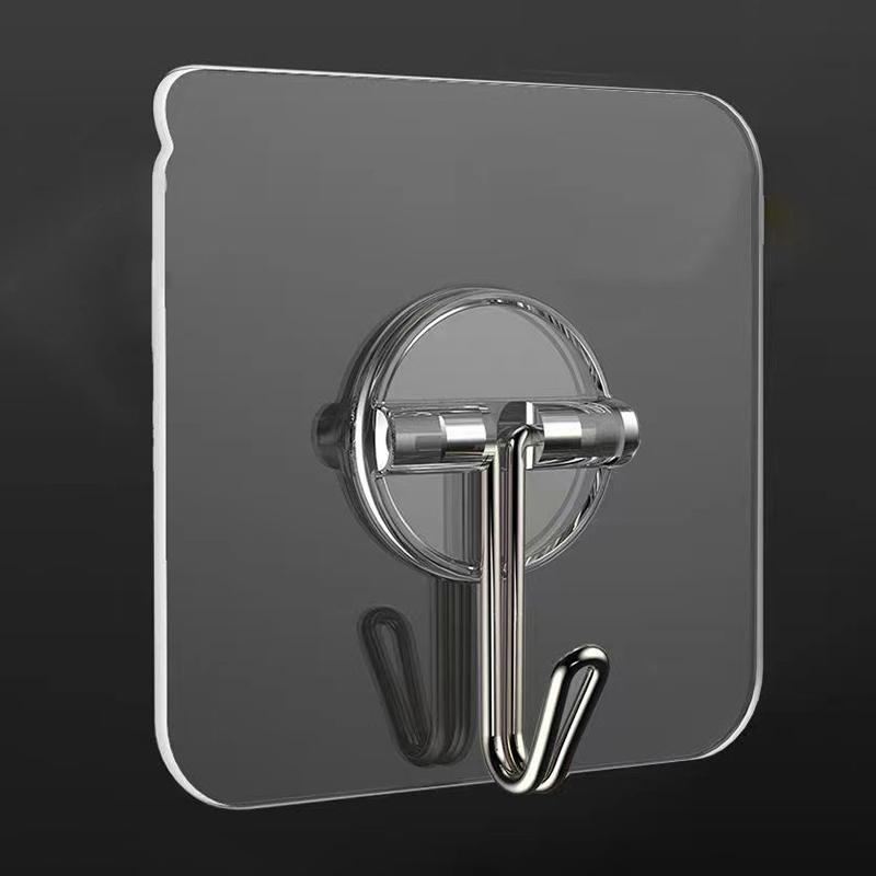 1Pcs Heart-Shaped Square Transparent Hook Non-Punched Plastic Love Hanger Rack Self-Adhesive Key Towel Multi-Purpose Hook