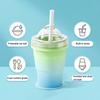 Ice Ball Cup with Lid And Straw, 2-in-1 Foldable Silicone Ice Maker And Drinking Cup, Portable Iced Beverage Cup for Travel And Outdoor Use