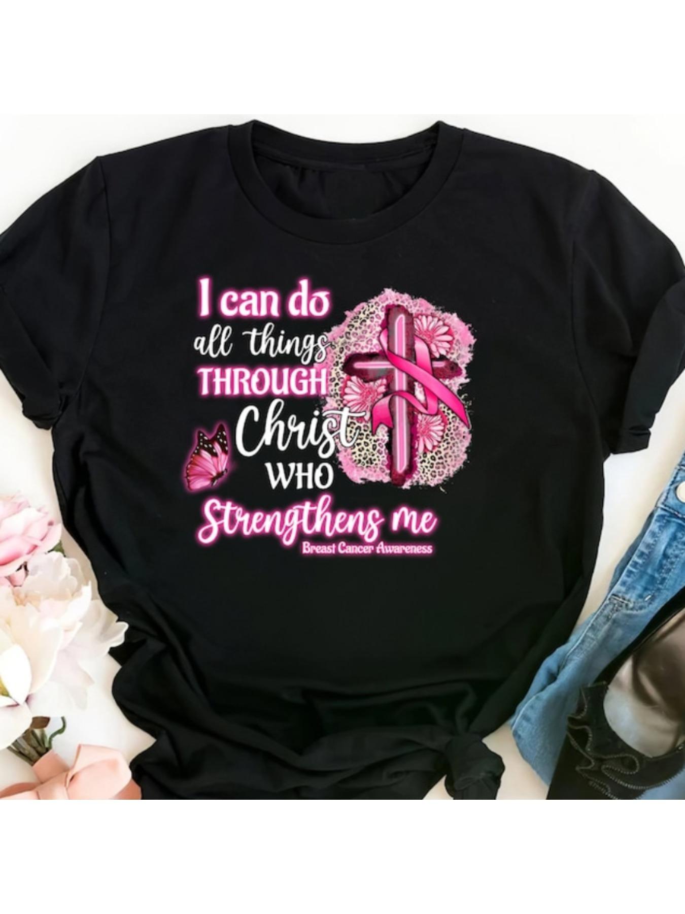 Christian Cancer Fighter Shirt, Inspirational Breast Cancer Shirt, Women Shirt, Pink October, Gift for a Cancer Fighter, Ink and Quotes S разноцветный