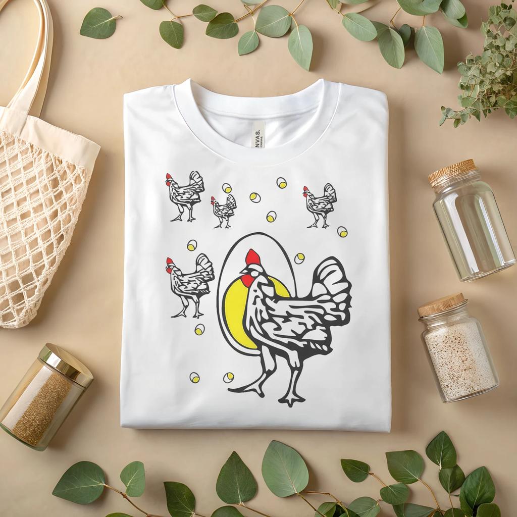 Funny Chicken Egg Shirt Farm Animal Graphic Tee for Country Nature Lovers A427