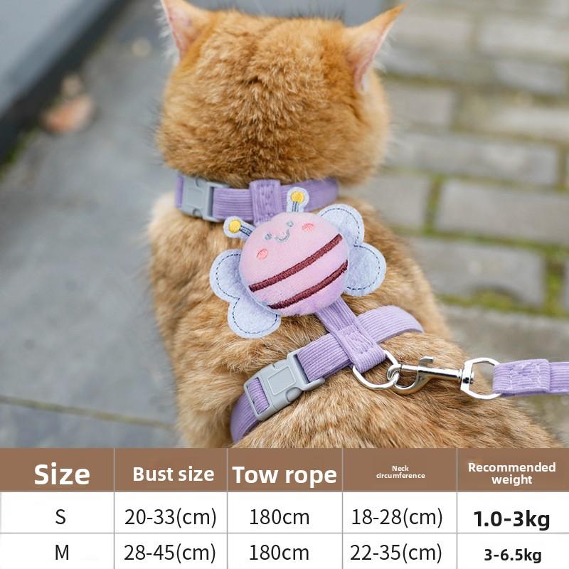 

Кошачий поводок, Поводок для выгула кошек, Регулируемый нагрудный и спинной ремень, Кошачий поводок для домашних кошек для предотвращения запутывания S