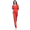 2 Teile/satz Damen Sportbekleidungsset Langarm Farblich Passend Reißverschluss Stehkragen Sweatshirt Elastische Taille Weite Beinhose Sportkleidung Lässig