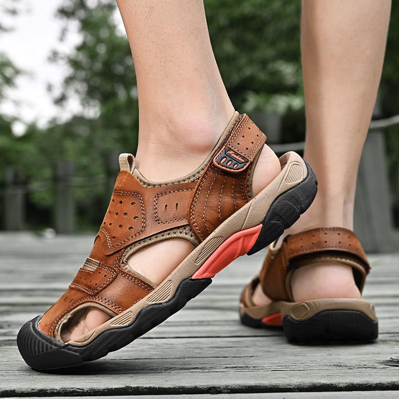 Summer Men's Sandals Breathable Genuine Leather Outdoor Sandals Casual Beach Sandals