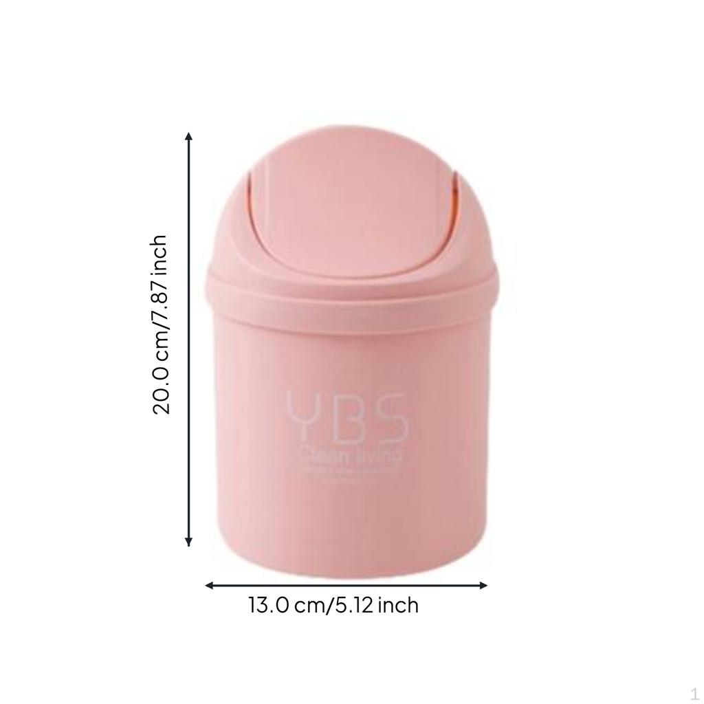 Mini Desktop Trash Can, Hinged Lid, Small Wastebasket, Home Office Snow White