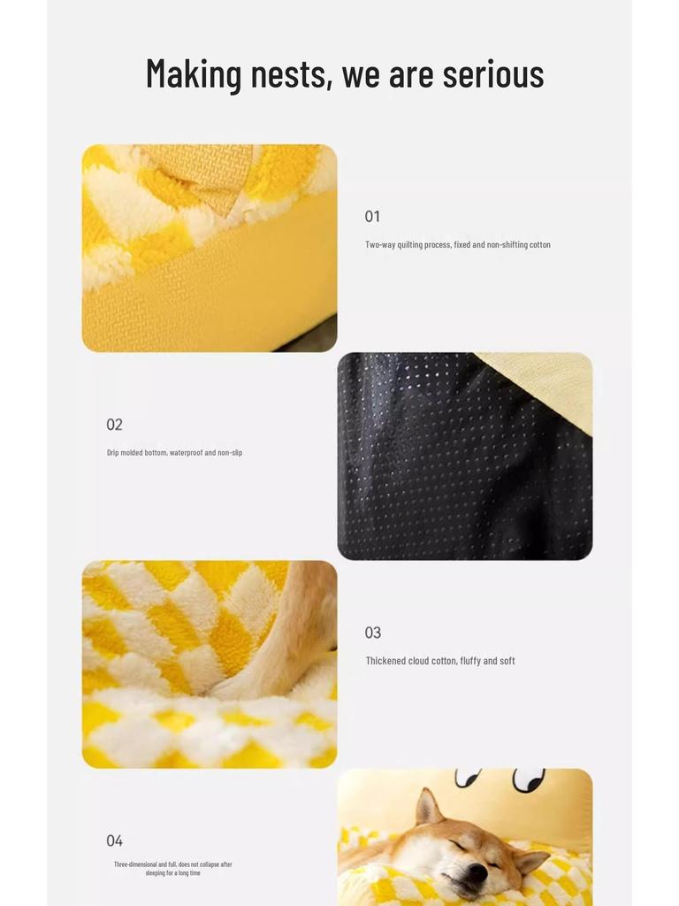 Cozy All-Season Dog & Cat Bed: Warm, Removable, Washable Cushion