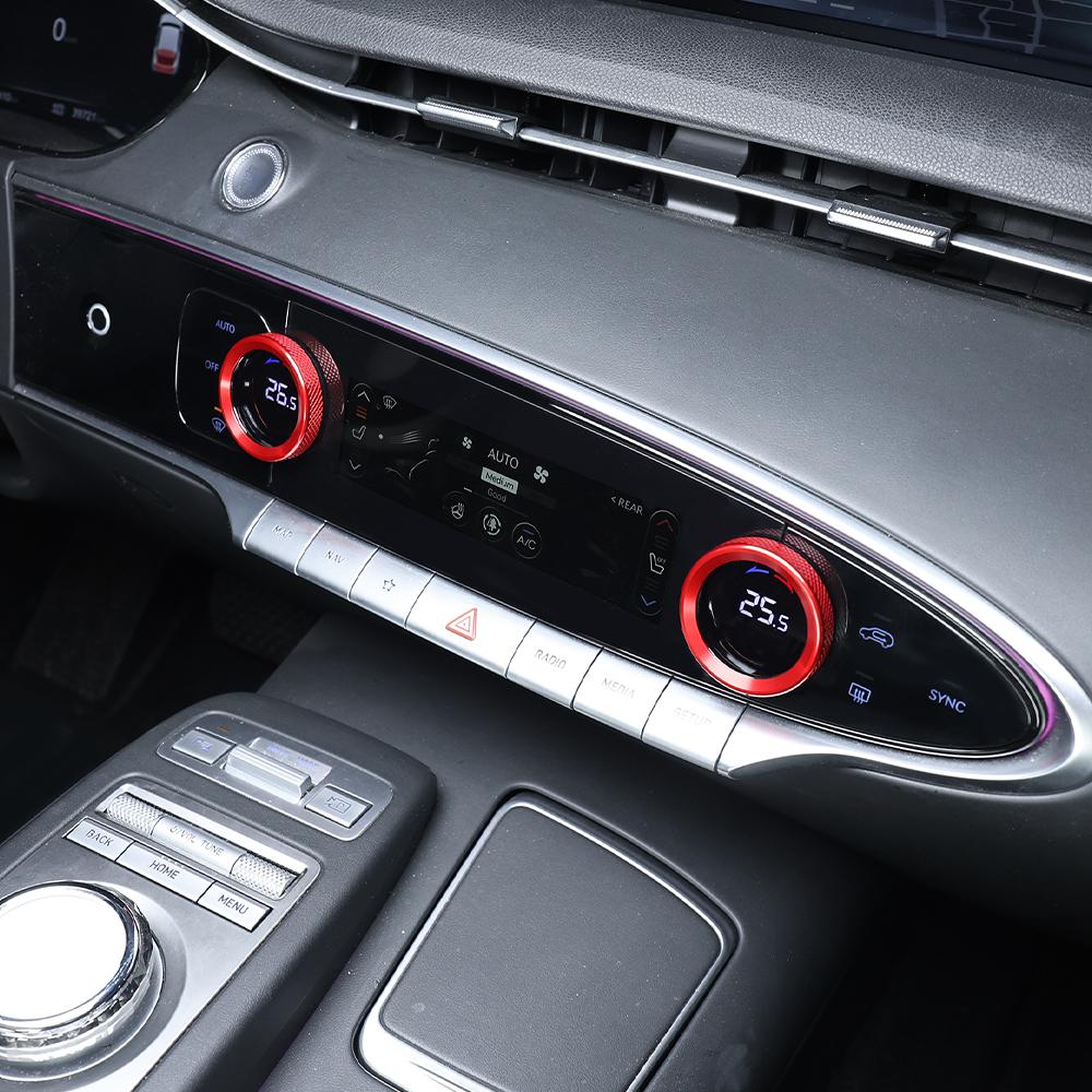 For Genesis GV70 2022-2025 LHD RHD Aluminum Alloy Material Air Conditioner Knob Cover Ring Trim Interior Car Decor Accessories