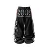 European and American Street Retro Side Striped Patchwork Letter Print Hip-hop Loose Drawstring Pants