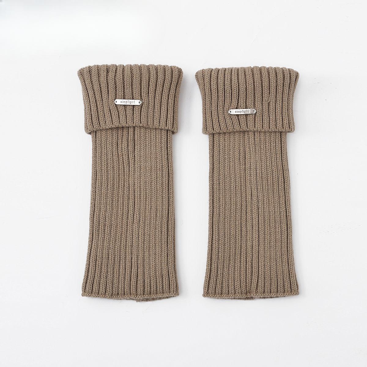 

Осенне-зимние гетры в японском стиле для девочек, универсальные носки-гольфы с металлическим логотипом, теплые вязаные чехлы для обуви для женщин, осень-зима 1 pair хаки