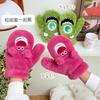 Cartoon Cute Wind Strawberry Bear Gloves Autumn and Winter Piled Thickened Warm Casual Plush Full Finger Cycling Neck Gloves