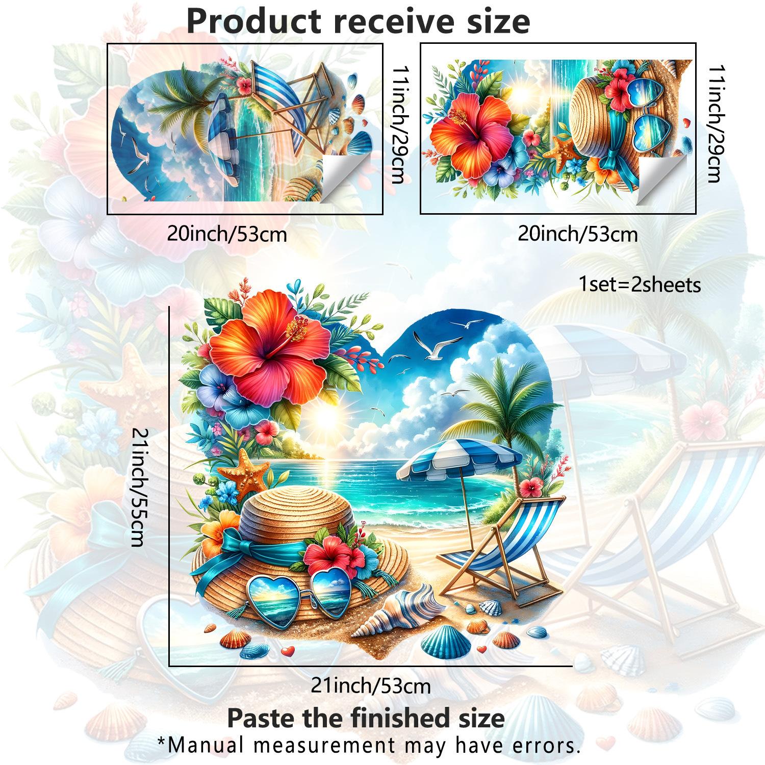 

Стиль летнего пляжного отдыха Стеклянные наклейки для украшения окон гостиной и спальни JDT-A621