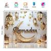 2D Ramadan Crescent Moon & Lantern Backdrop for Home Decor