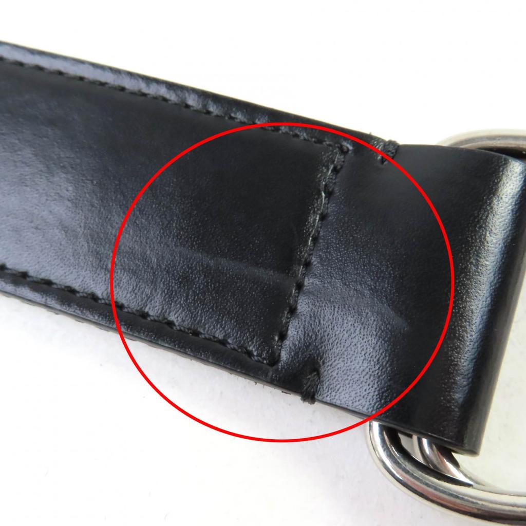 Vynikající CELINE pásek Logo design střední dvojitý kroužek v kůži černý Dámský 45AVS2AG6 Použitý