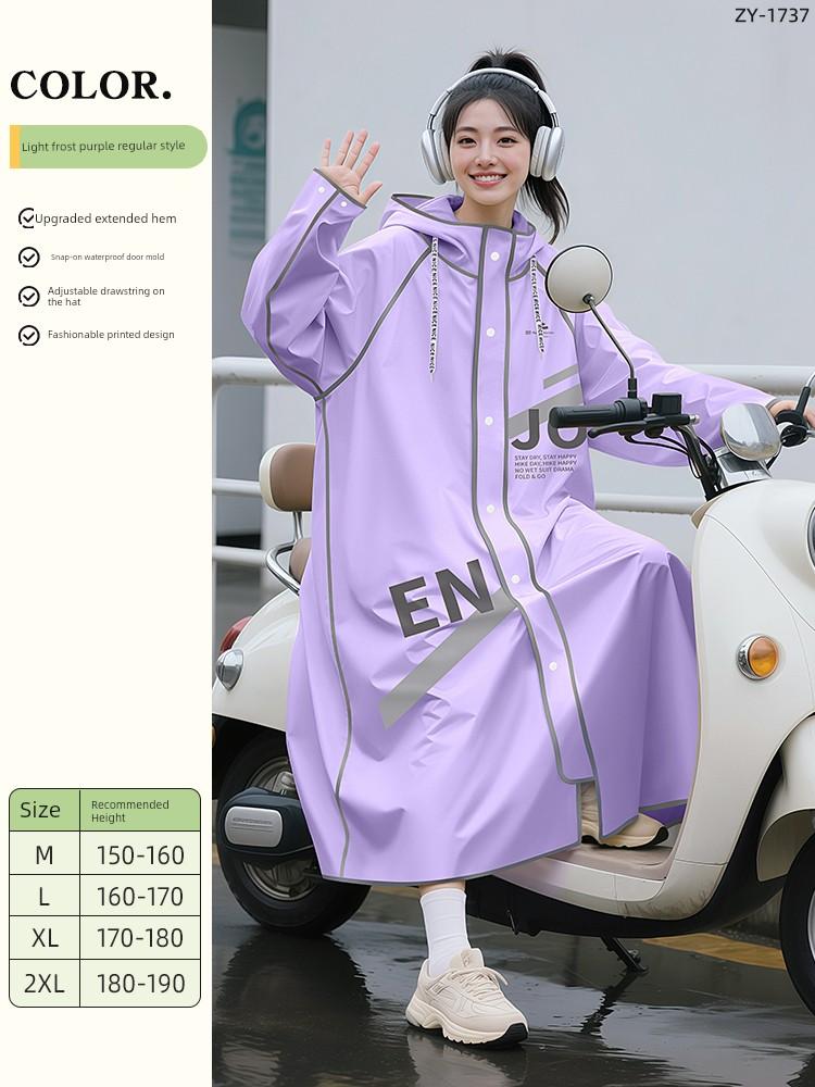 Long Raincoat for Electric Scooters, Full-Body Storm-Proof, Women's Style, Adult Outerwear, Single-Person, New Model, Electric Scooter