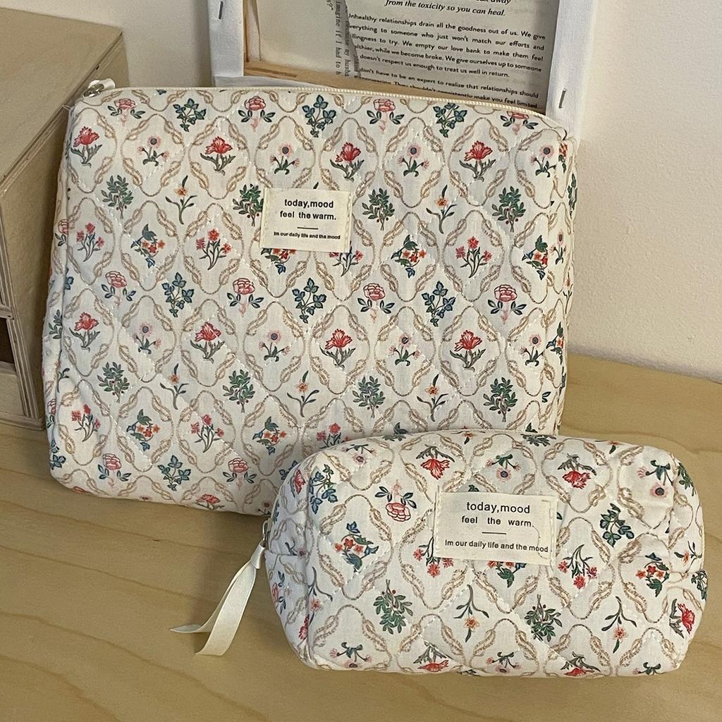 Retro Large Capacity Women's Floral Storage Bag Portable Ladies Travel Cosmetic Bags Female Flower Makeup Cases Clutch Purse