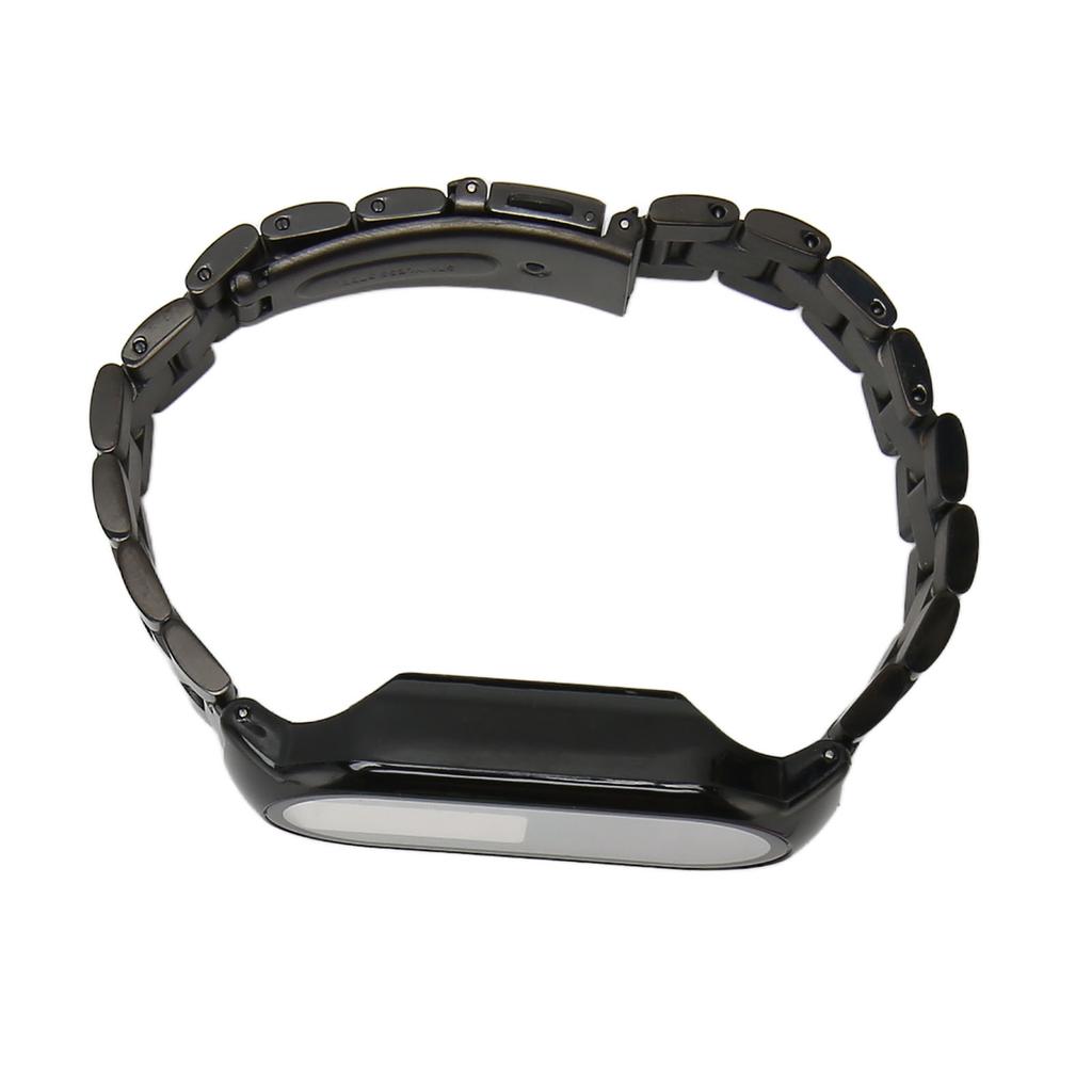 Uhrarmband Einfach Verstellbar Vollschutz Edelstahl Ersatzarmband für Mi Band 7 Schwarz