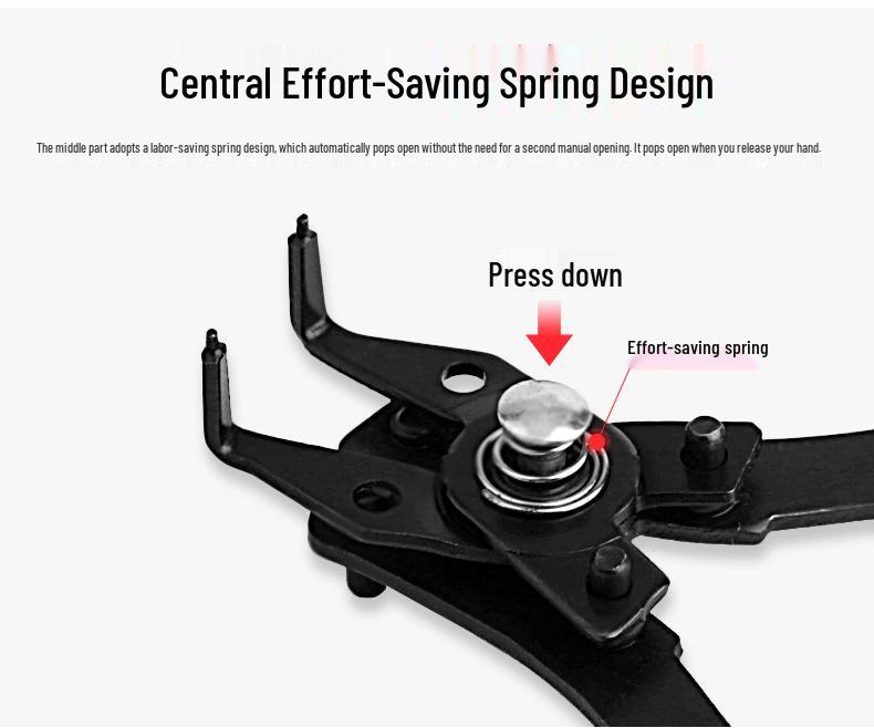 Large Size Multifunctional Four-in-One Circlip & Snap Ring Pliers Set for Internal/External Use