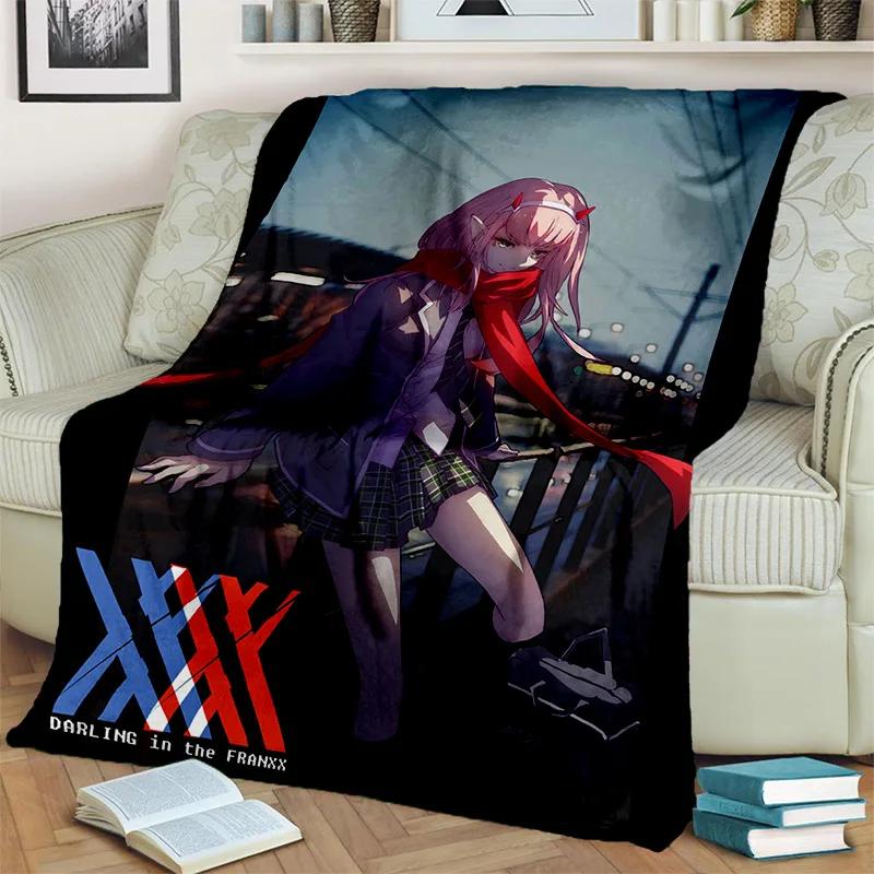 DARLING in The FRANXX Cartoon Zero Two Sexy dívčí deka, měkká přikrývka pro domácí ložnici Pohovka Pikniková deka pro děti