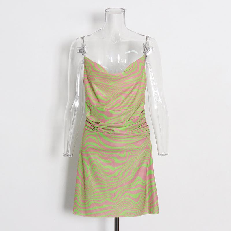 

Женское платье-подтяжка из австралийского ледяного шелка с принтом в виде цепочки 2025 года Large зелёный