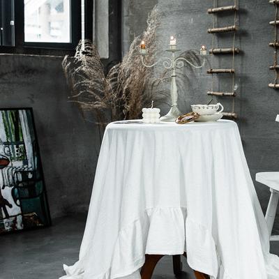 Vintage Volants Tischdecke Retro Elegant Charmant Reinweiß Fischschwanz Tischdecke Hochzeitsdekoration Tischdecke