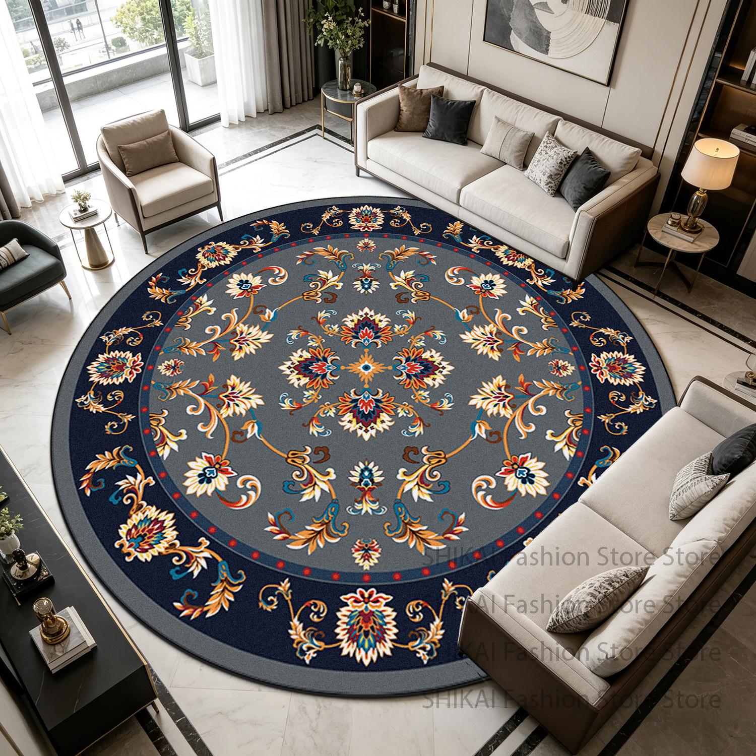 

European Luxury Large Size Soft Round Carpet Decoration Living Room Washable Fluffy Rug Non-slip Short Velvet Coffee Tables Mats 60