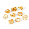 Fashionable geometric irregular stainless steel gold-plated open ring for women, light luxury non-fading titanium steel ring