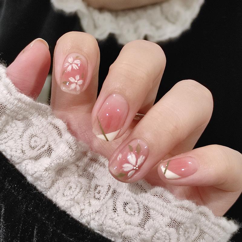 24Pcs Short Square Fake Nails Cloud Star Pattern Full Cover Press On Nail Tips Manicure Art