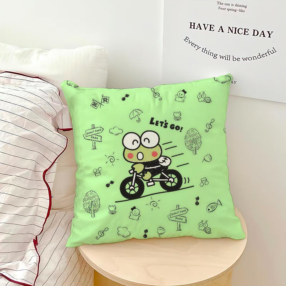 Cushion Cover Green Cartoon Soft Pillow Sro Case For Sofa Kawaii Living Room Home Frog Office K-Keroppi Decor Protective Covers