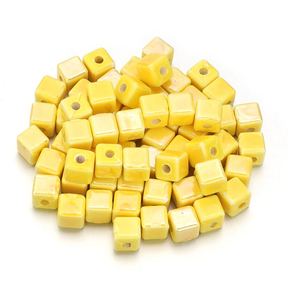 10pcs/lot Square Beads Ceramic Beads Colorful Cube Loose Beads Spacer Beads For Jewelry Making DIY Necklace Bracelet Accessories