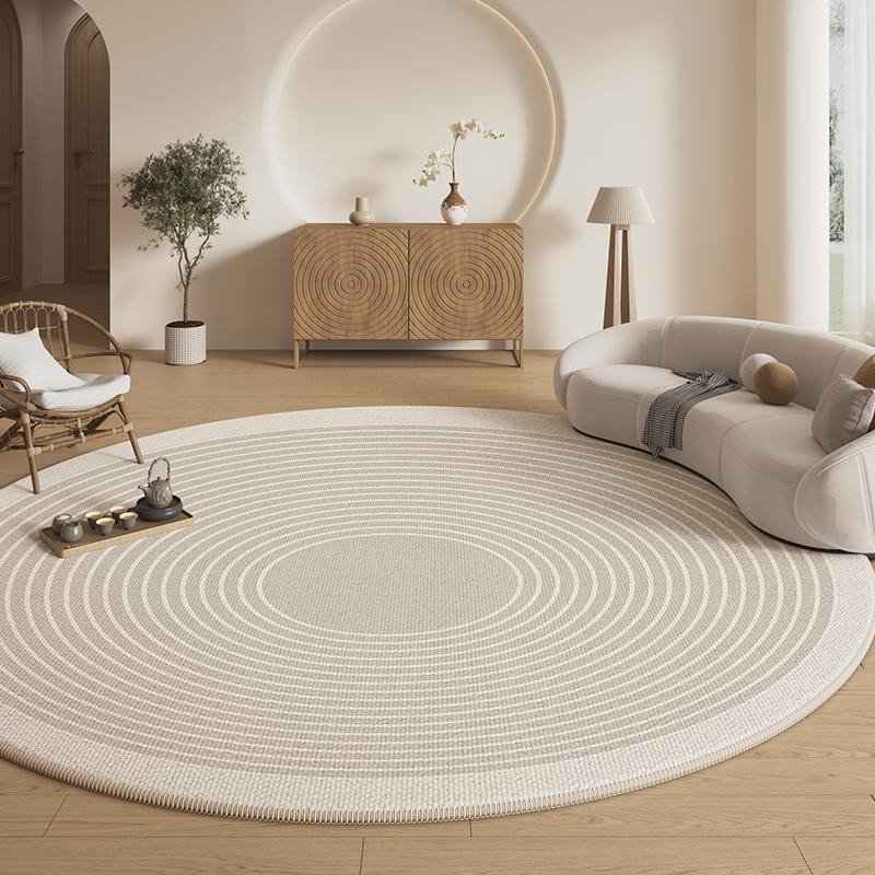 Décoration de salon style crème Tapis rond Tapis épais en peluche pour chambre à coucher Tapis de sol moelleux et doux pour salon Tapis de chevet antidérapant 80x80CM