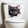 Animal Patterns Sticker Broken Wall Cat Toilet Sticker, Peel And Stick Decor Decals Decal, Removable Waterproof PVC Lid for Bathroom Easy Application
