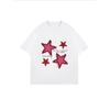 Weißes Oversized-T-Shirt Mit Rosa Stern-Stickerei Und Inspirierendem Text Für Freizeitkleidung