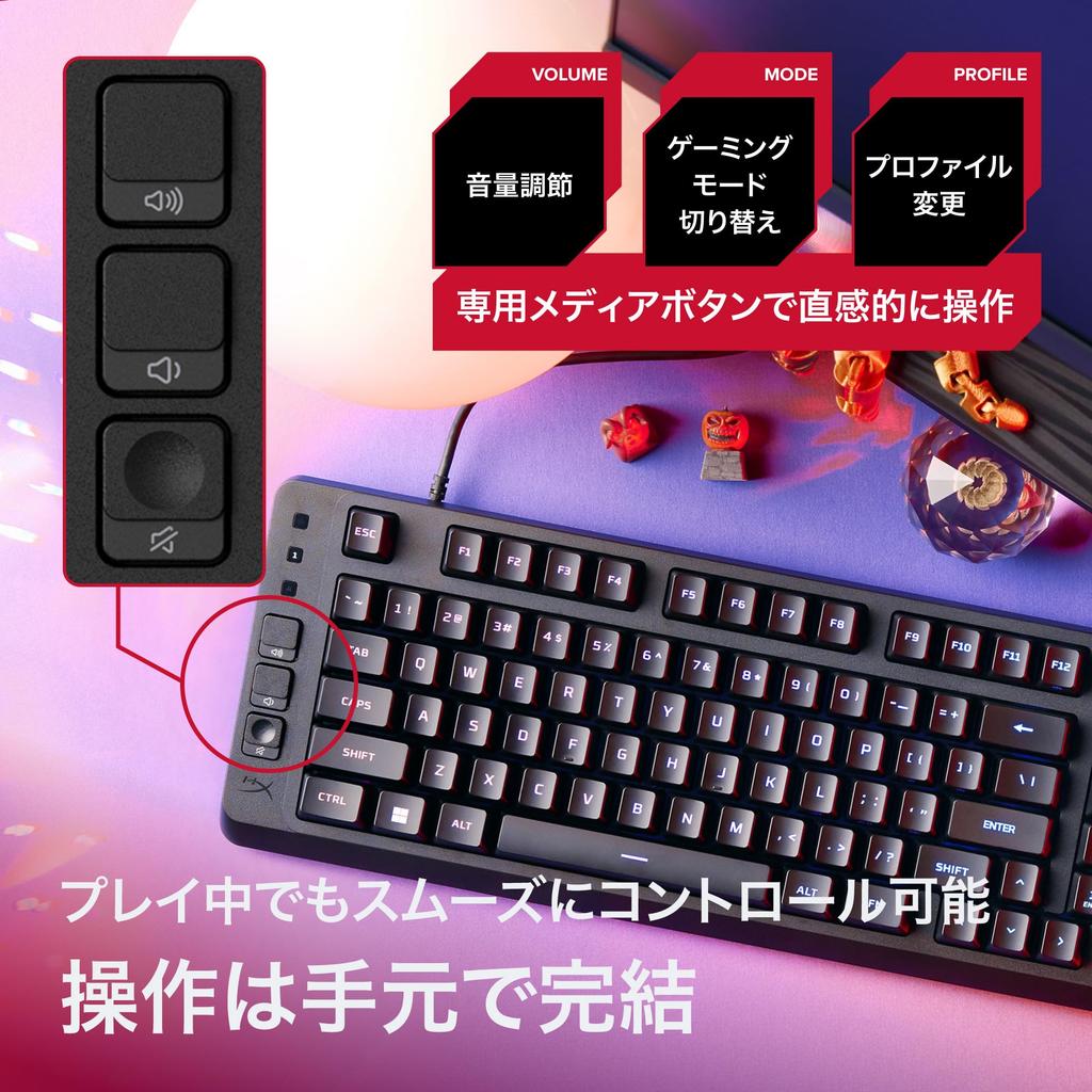 HyperX Eve 1800 Gaming Japanese RGB Media Japanese Compatible with Keyboard, Membrane, Wired, USB-A, Layout, Backlight, Buttons, [Authorized