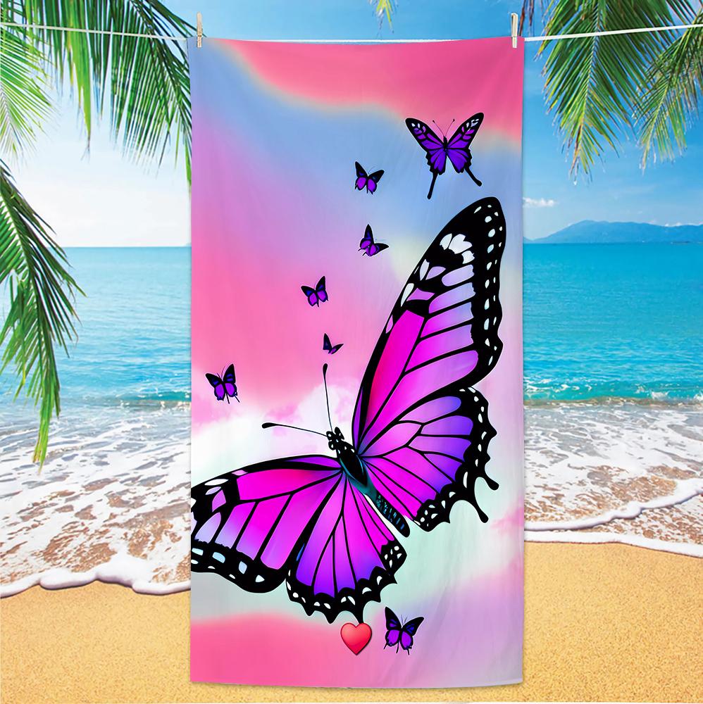

Butterfly Beach Towel, Digital Printing Thin Quick-Dry Anti-Sand Microfiber Lightweight for Swim, Yoga, Travel, Gym, Gift W40*H60(CM)