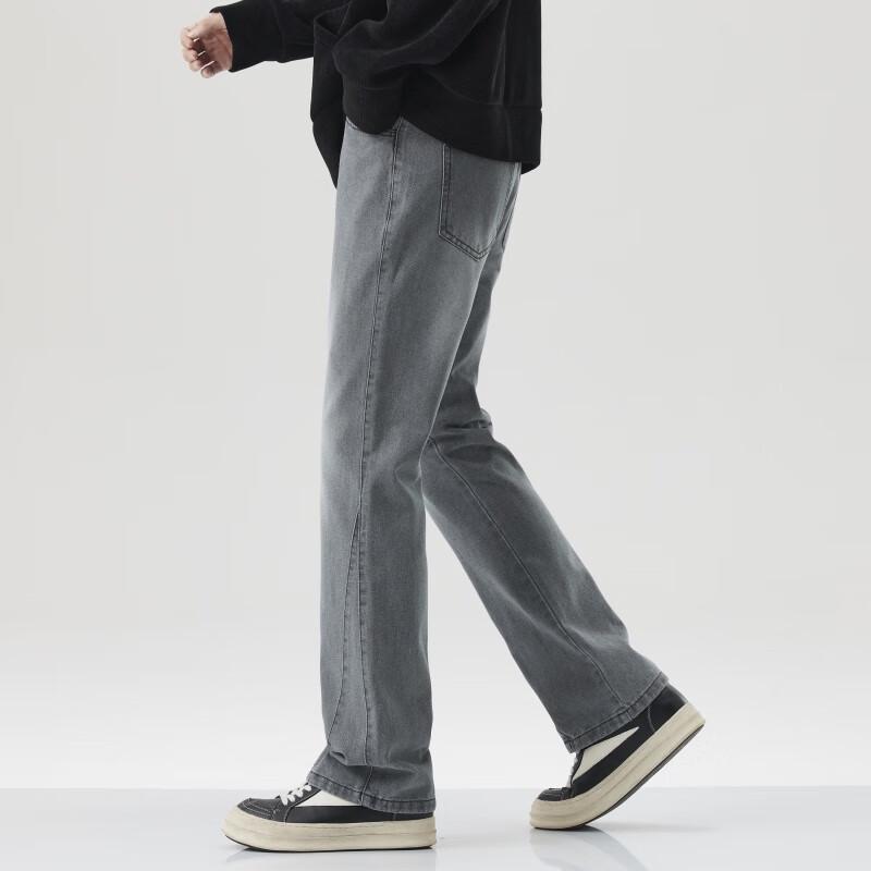 Men's Retro Micro-Flare Distressed Patchwork Jeans