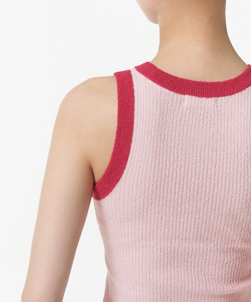 MUSINSA STANDARD WOMAN Women'S Mini Boucle Ringer Knit Sleeveless Top [Pink]