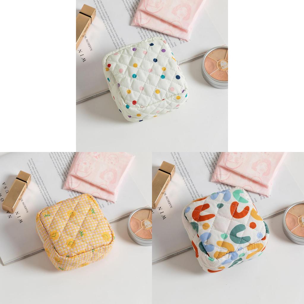Floral Polyester Breathable Sanitary Pad Storage Bag For Girls Travel And Daily Use