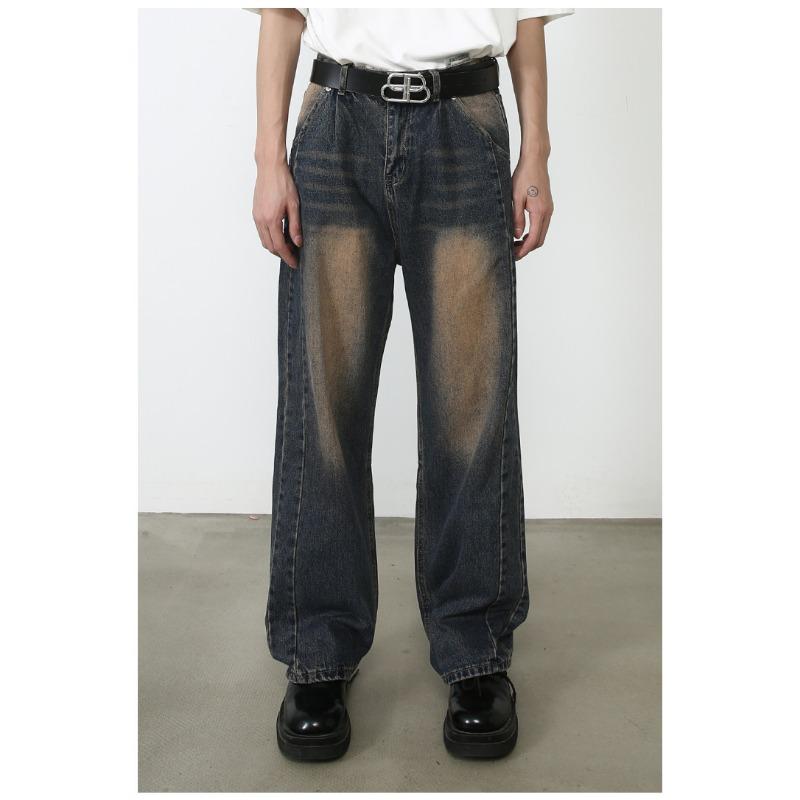 Vintage Straight Jeans Men's High-order Loose Wide-legged Pants Trailing Long Pants Straight Loose Jeans for Men Fashionable and Comfortable Pants