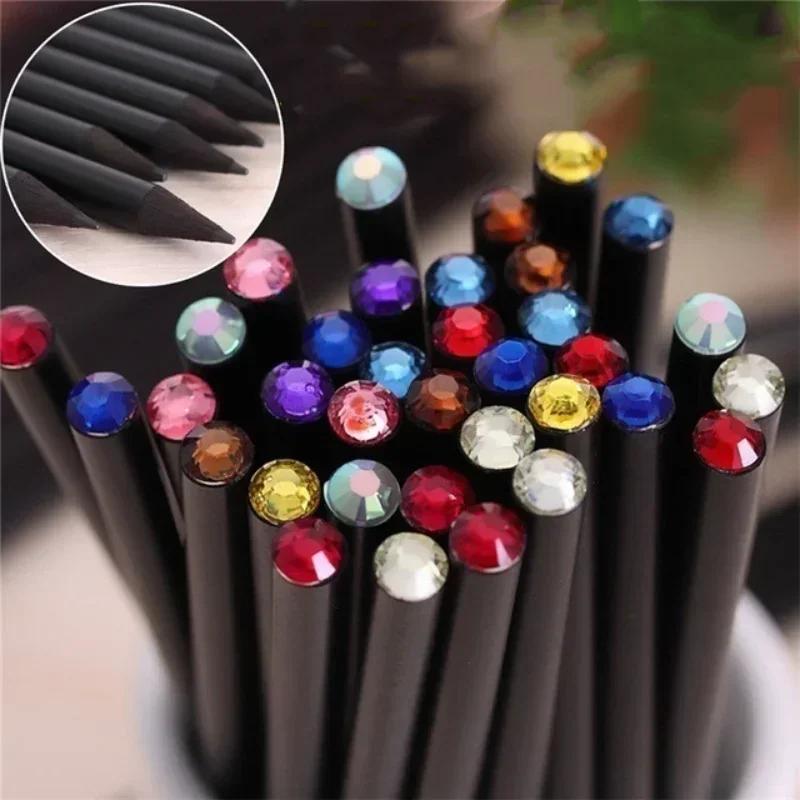 5Pcs Pencil HB Diamond Color Black Stationery Items Drawing Supplies Creative Pencils for Basswood Office School Supplies