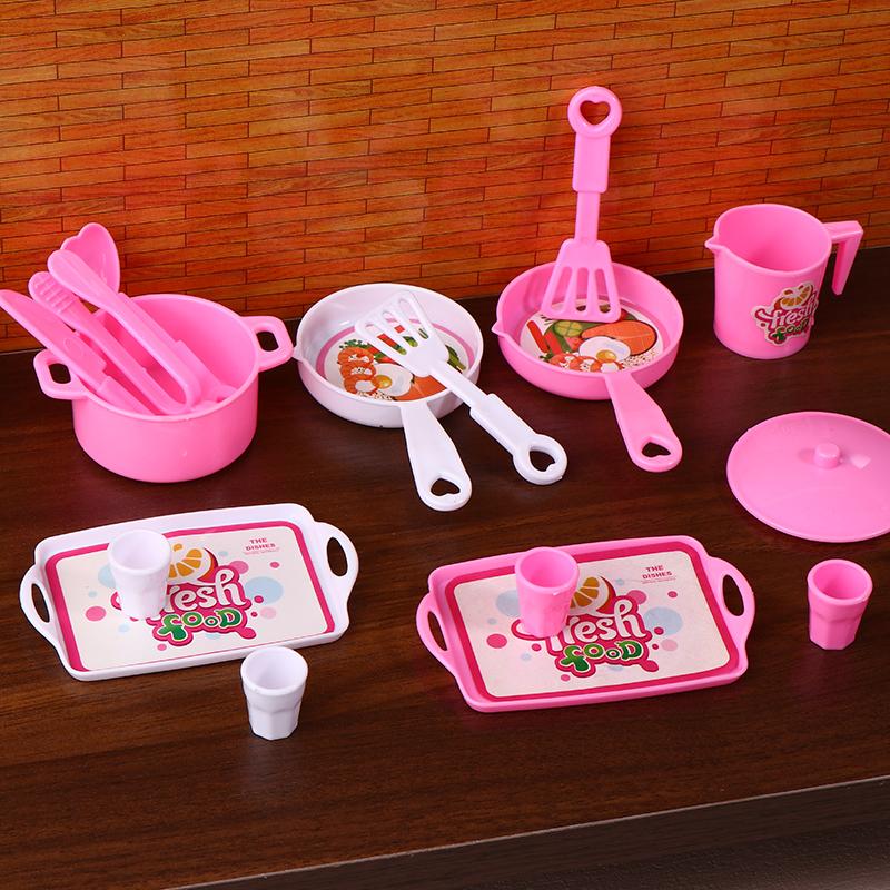 Mini Tableware Kitchenware Set Dollhouse Simulation Pot Tray Cup Set Doll Home Kitchen Decoration Pretend Play Toys Kid Gifts