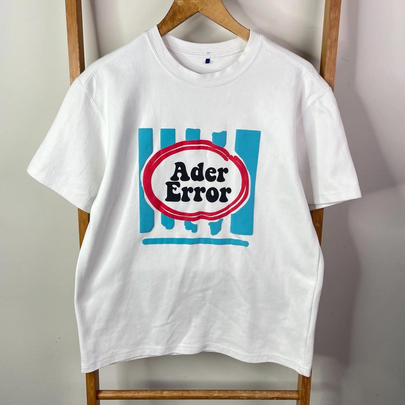 

Ader Error Shirt Top Womens Free Size White Graphic Print Short Sleeve Crew Neck 2XL