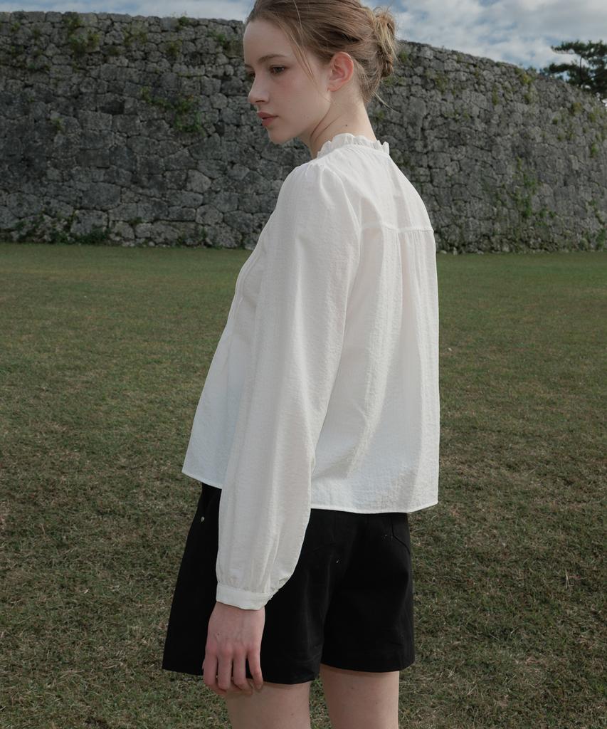 DEHEVE Ribbon Ruffle Blouse [Ivory]