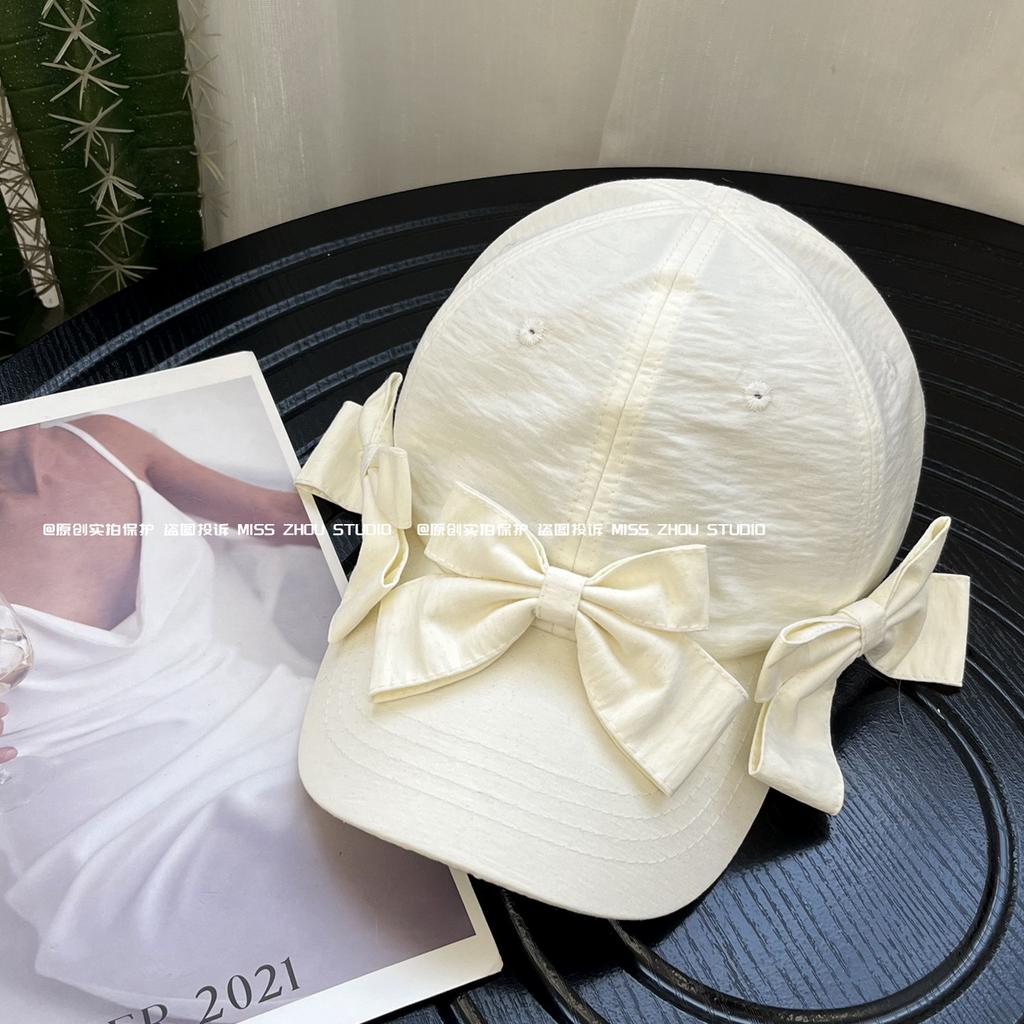 Koreanischer Stil Süße 3D-Schleife Baseballkappe Damen Frühling Vielseitig Sonnenschutz Atmungsaktiv Papa-Hut