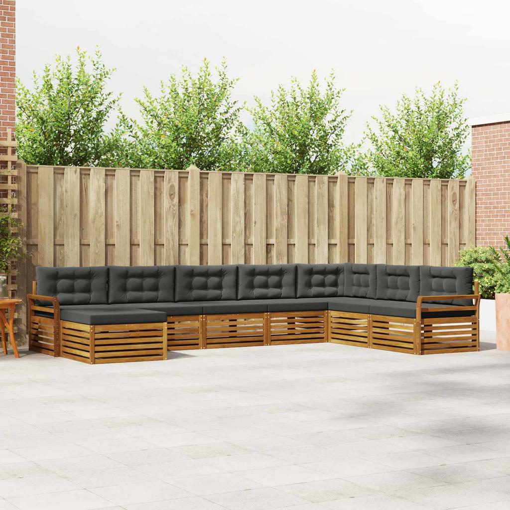 Outdoor Sofa Set with Cushions 8 pcs Natural and Anthracite