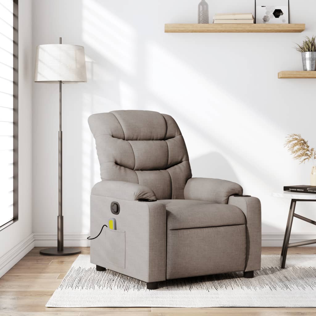 Vidaxl Ausklappbarer Massagesessel, Taupe, Stoffbezogen