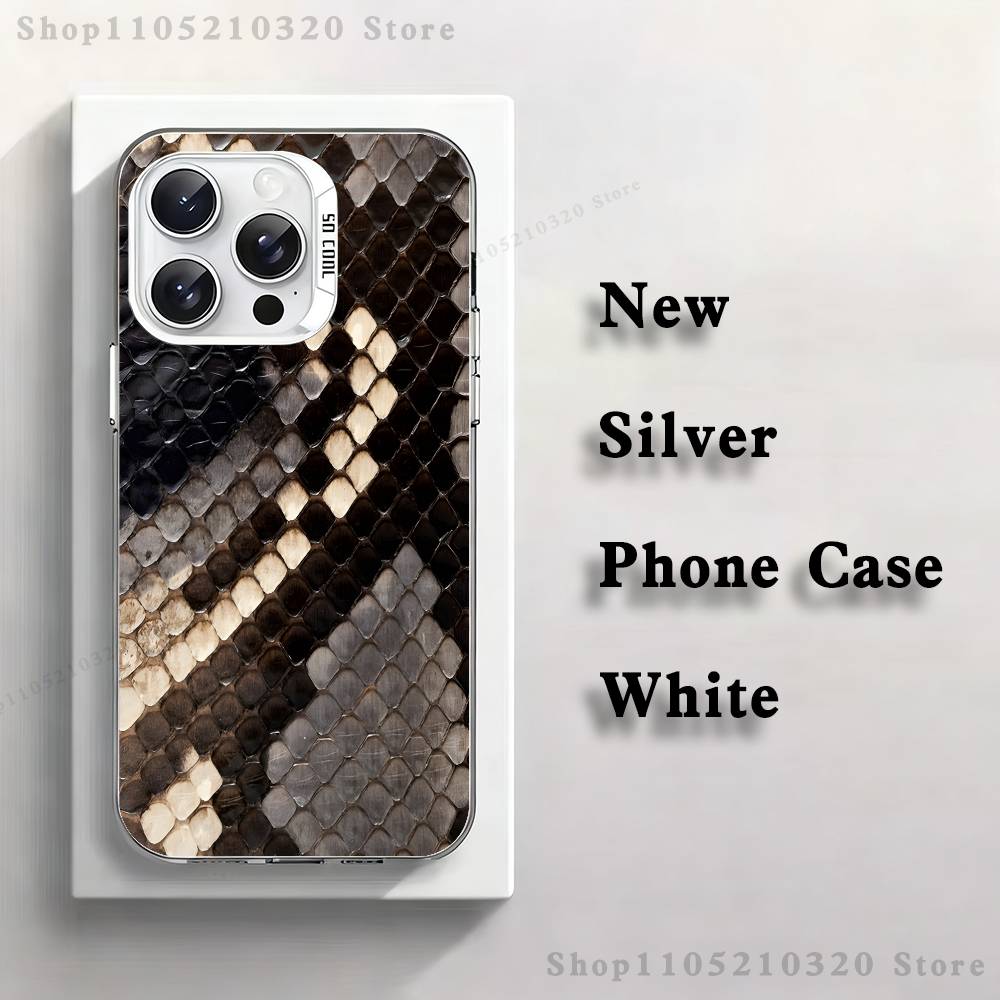 

Snakeskin pattern Art Phone Case For iPhone 17,16,15,14,13,12,11,Mini,Pro,E,MAX White Matte Silicone Whtie Cover iPhone14