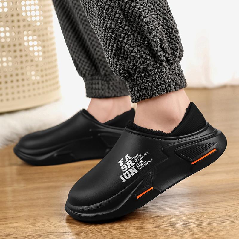 New Winter Men's Warm Slippers Cotton Slippers Outdoor Indoor Warm Shoes Waterproof Men Women Home Bedroom Plush Warm Slippers