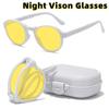 Stylish Portable Folding Night Vision Anti-Blue Light Glasses Unisex Vintage Round Frame Outdoor UV-Protective Sunglasses