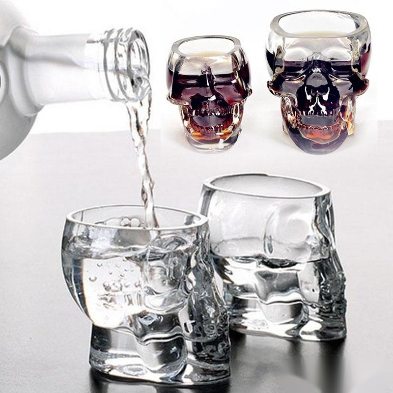 Skull Head Shot Glass Cup Beer Mug Wine Glass Mug Crystal Whisky Vodka Coffee Cup 25ml~150ml Gift Bottle Shot Glasses Skull